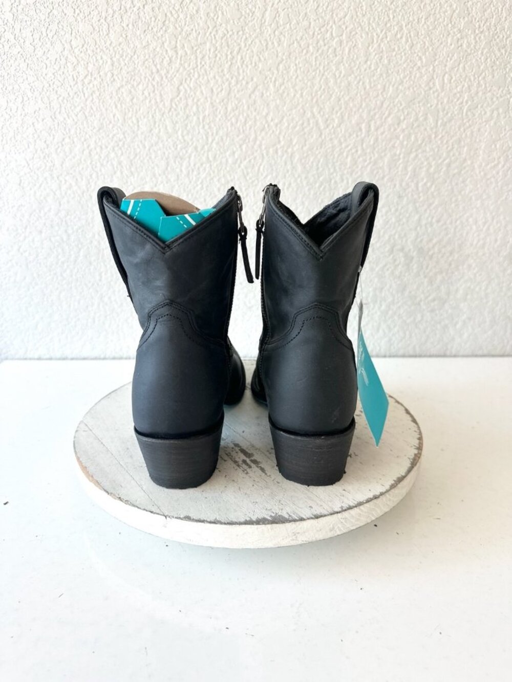 Lane Boots PLAIN JANE Black Cowboy Bootie Western Cowgirl Short Ankle Boots Sz 8 - Picture 5 of 12